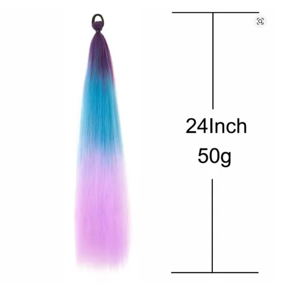 2-Ponytail Extension with Elastic Tie Hair Band 24" Long Straight - Picture 5 of 7